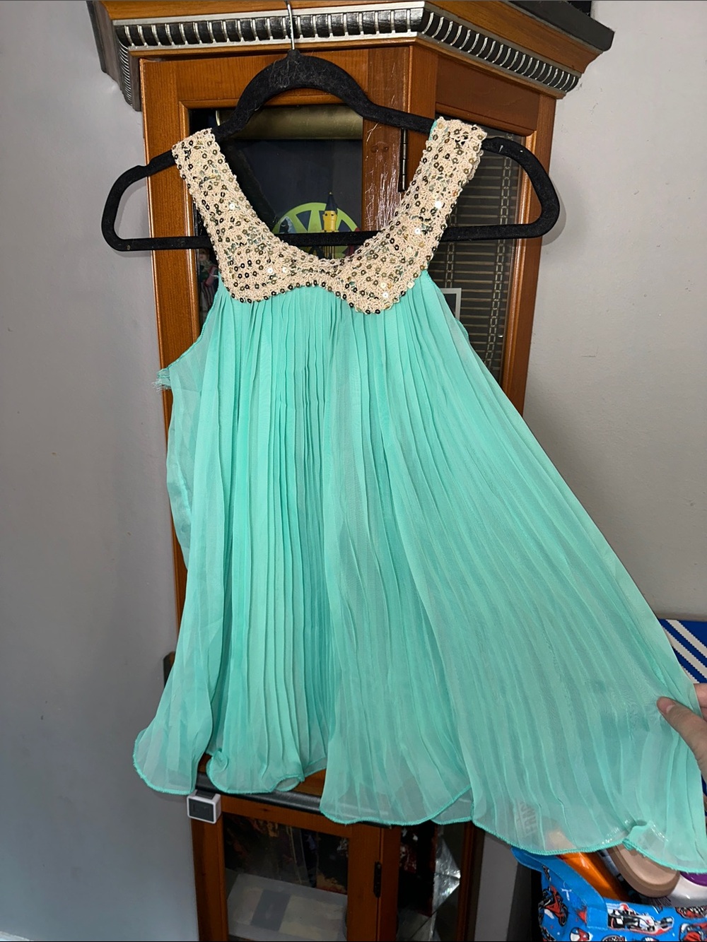 Embellished Mint Chiffon Top